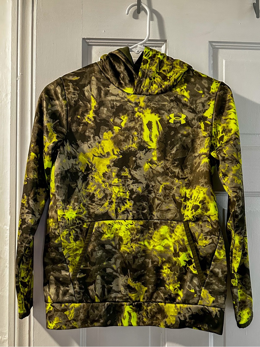 Under Armour Neon Yellow & Olive Camo Pullover Hoodie